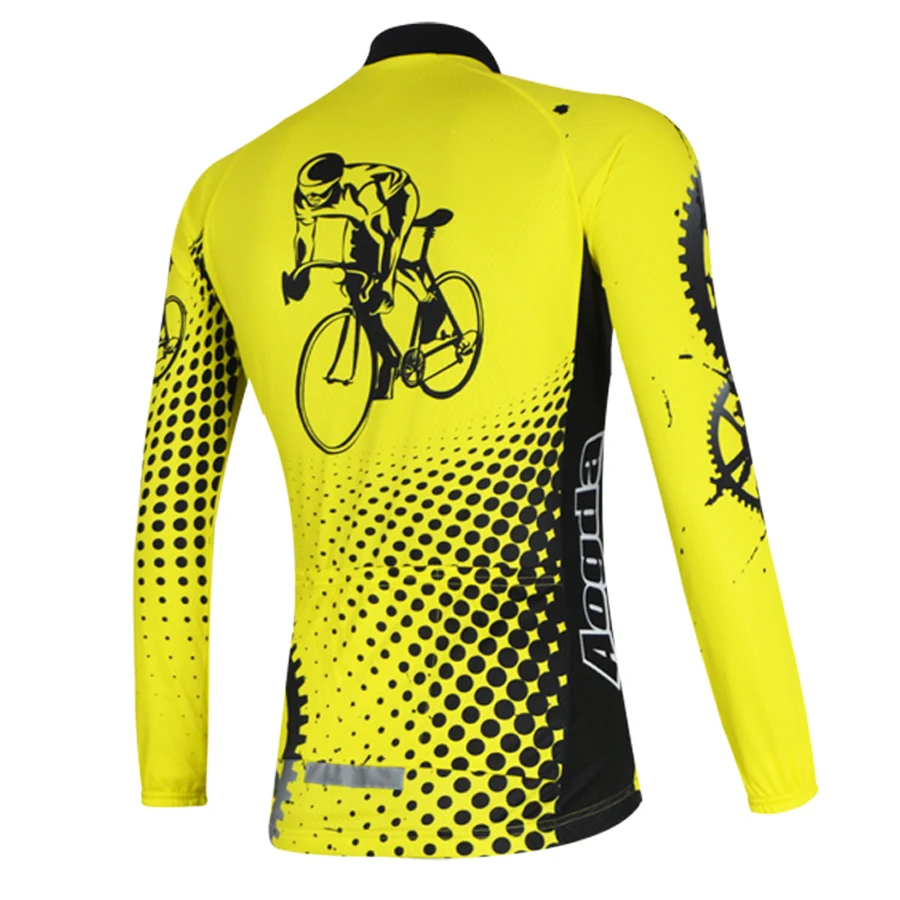 Aogda Мужская велосипедная Джерси Желтый дышащий велосипедный трикотаж летняя футболка с длинным рукавом MTB быстросохнущая Ropa Maillot Ciclismo