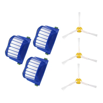 

3 x Aero Vac Filter 3 x Side Brush 3-Armed for iRobot Roomba 500 600 Series 536 550 551 552 564 620 630 650 660 Vacuum Cleaner