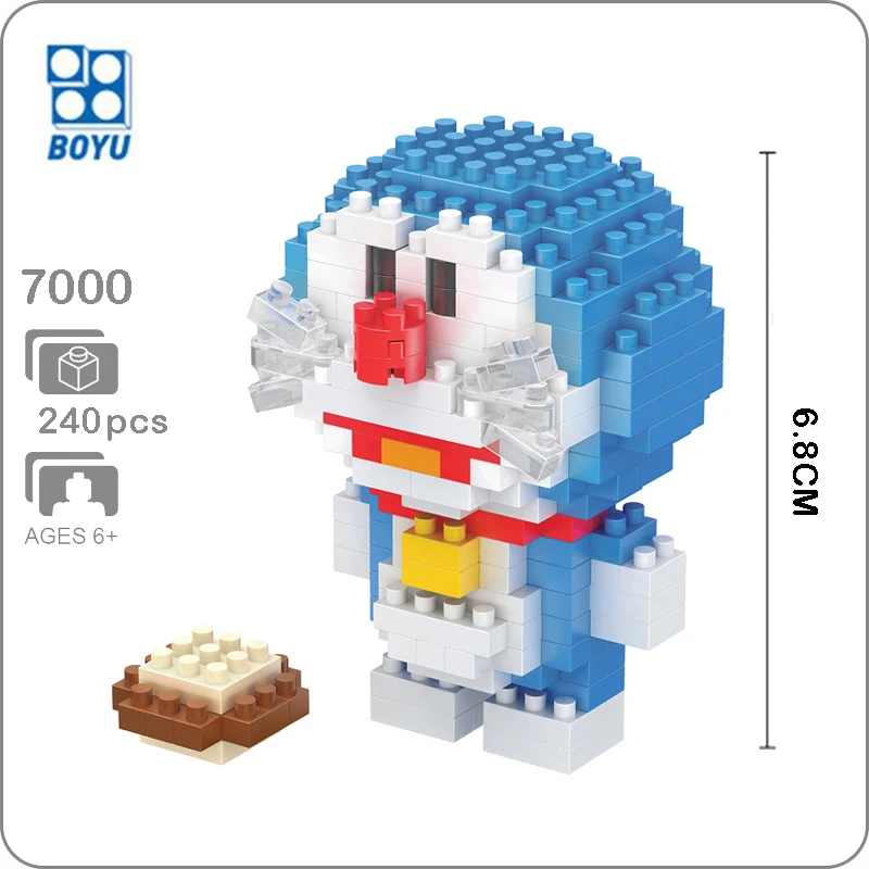 

BOYU 7000 Anime Cartoon Doraemon Blue Cat Robot 3D Model 240pcs DIY Diamond Mini Building Small Blocks Brick Assembly Toy no Box