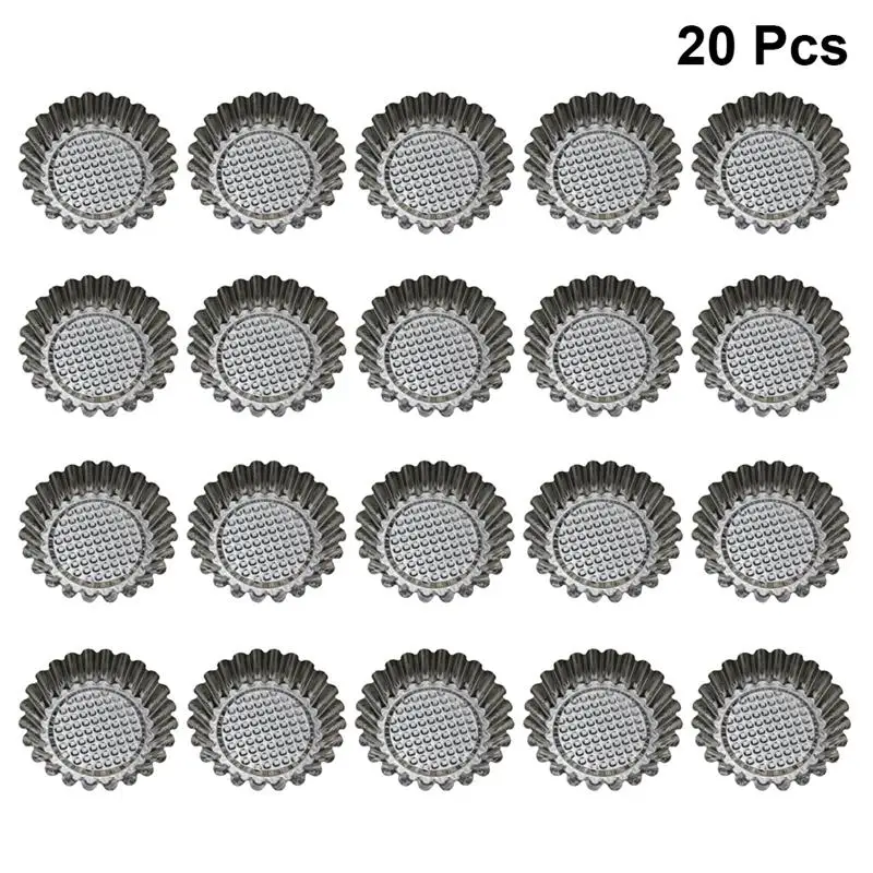 

New Design 20Pcs Egg Tart Molds Fluted Stainless Steel Round Shape Baking Mold Muffin Cups Tart Pans for Party Bakery DIY