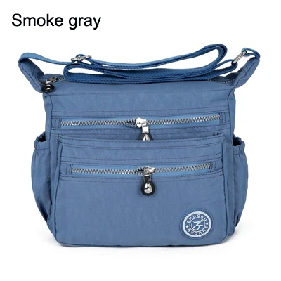 Женская сумка-мессенджер на плечо, роскошные сумки, женские сумки, дизайнерские сумки, женская однотонная нейлоновая пляжная сумка-Кроссбоди - Цвет: Smoke gray