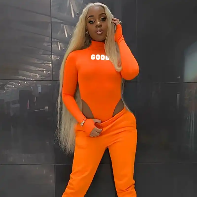 orange neon bodysuit