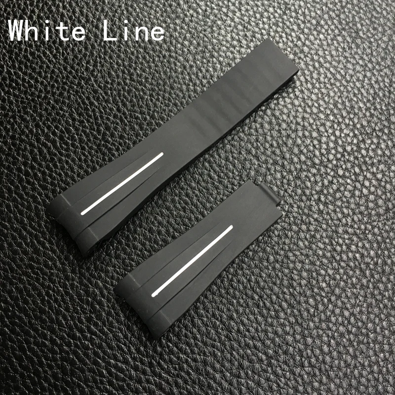 20mm New Fashion Black Curved End Silicone Rubber Watchband For Role strap Daytona Submariner GMT explorer 2 Bracelet