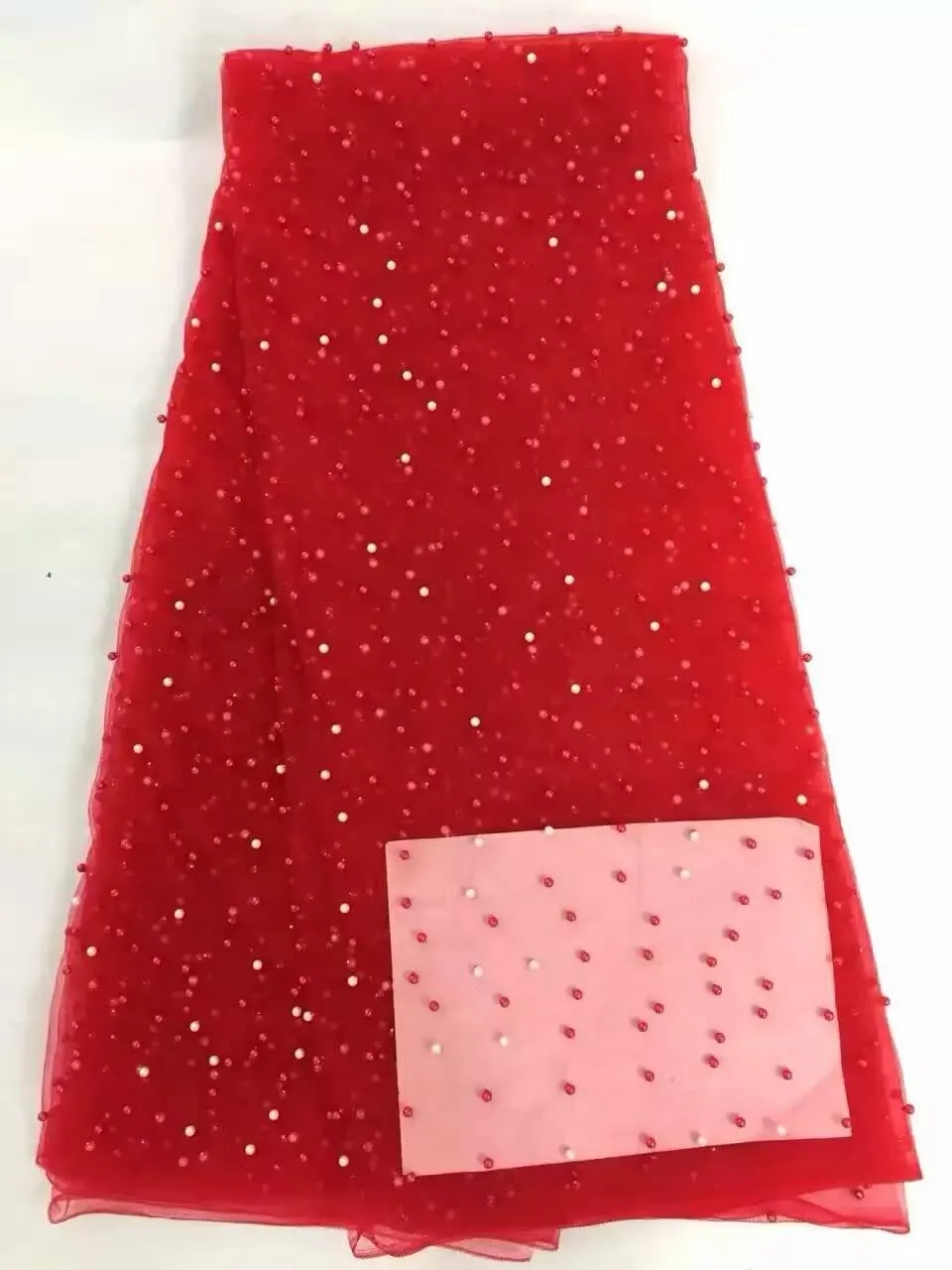 Чистый Розовый цвет вышивка бисером Африканский Высокое качество Французский Тюль кружевная ткань Новое поступление кружево украшенное бисером в африканском стиле ткань