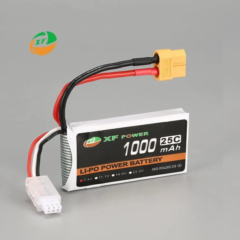 XF الطاقة 7.4 V 1000 mAh 25C 2 S 2S1P يبو بطارية XT60 التوصيل قابلة للشحن ل RC FPV سباق مروحية لعبة بدون طيار سيارة عارض قوارب