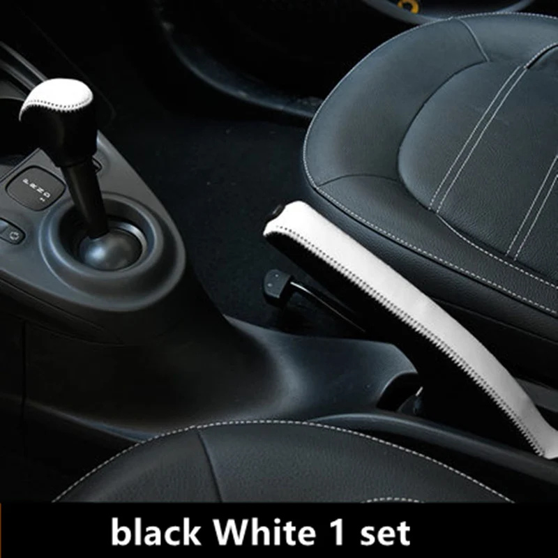 Автомобильный рычаг переключения передач, крышка ручного тормоза для Mercedes new smart fortwo Forfour 453, аксессуары для внутренней отделки автомобиля, модификация - Название цвета: black White 1set