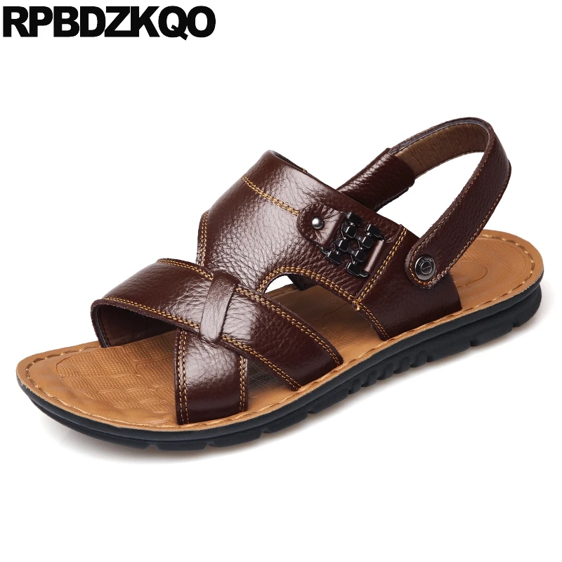 

roman designer runway shoes men high quality slides slip on waterproof native slippers metal brown nice italian beach outdoor