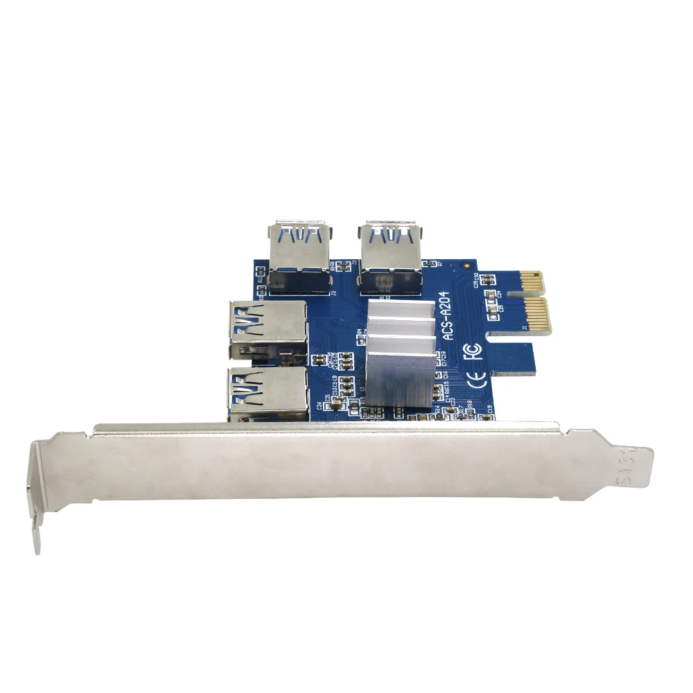 TISHRIC 2018 Горячая PCIE PCI E Express Riser Card от 1 до 4 USB 3 0 слот мультипликатор концентратор