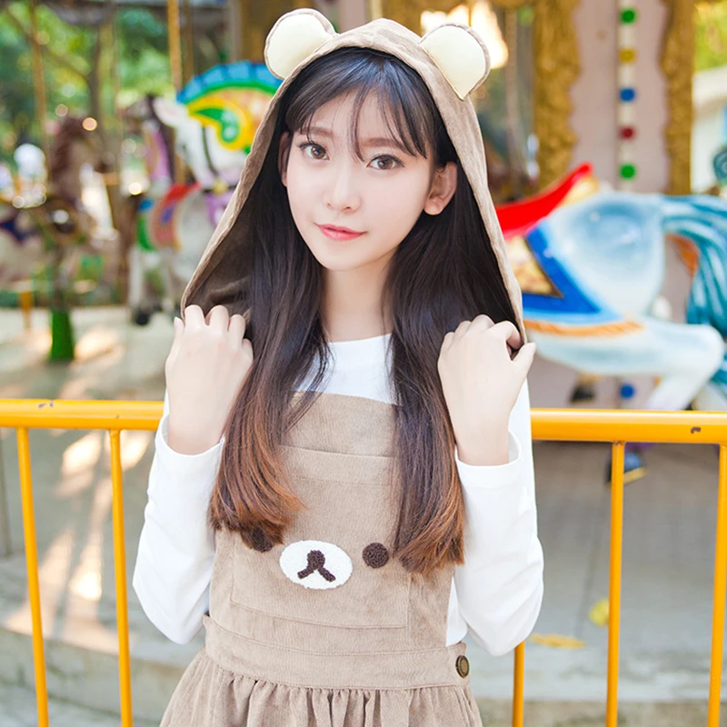 Милые женские костюмы для косплея девочек Rilakkuma Комбинезоны на подтяжках с