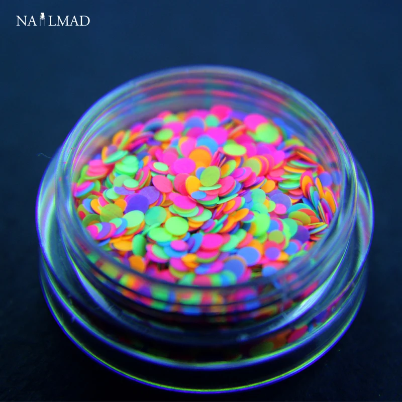 

1 Box Nail Glitter 1mm 2mm Mixed Round Glitters Luminous Nail Art Glitter DIY Nail Decoration