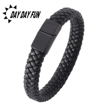 Классические мужские браслеты, ювелирные изделия, модный кожаный браслет, нержавеющая сталь, магнитные застежки, кожаный браслет, Очаровательная Ручная цепочка, все