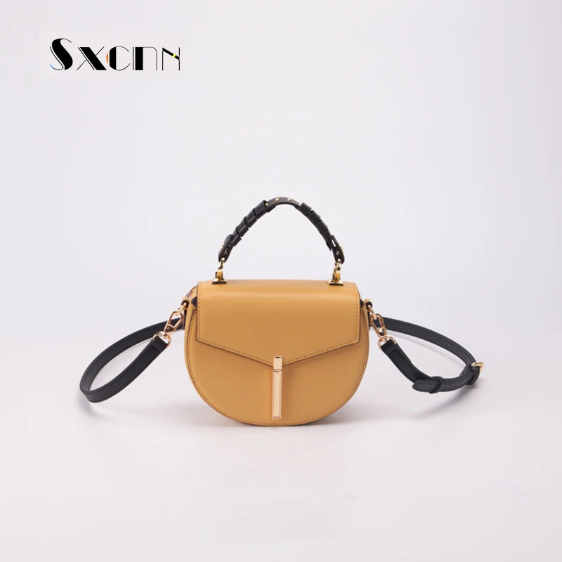

SXCNN Small Ladies Hand Bags High quality Genuine leather Messenger bag Designer Saddle Top-handle Shoulder Bag bolsas feminina