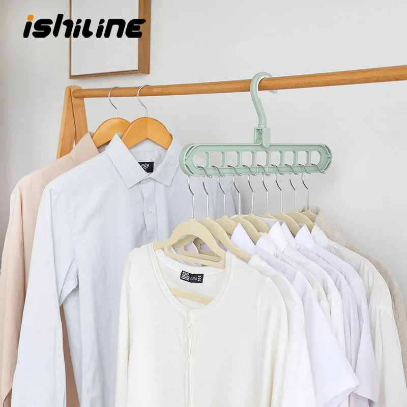

Multi-function Folding Magic Hanger Nine-hole Rotating Magic Clothes Hanger Wardrobe Drying Clothes Home Bedroom Storage Holder