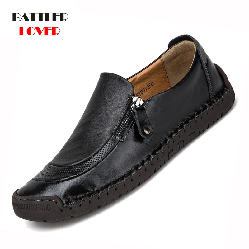 Men Shoes Casual Genuine Leather Mens Loafers Moccasins Handmade Slip On Boat Shoes Hombre Classical Chaussure Homme Size 38-48