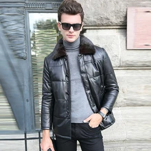 Кожаные Замшевые мужские пуховики из овечьей кожи, мужские пуховики из натуральной кожи с меховым воротником из норки,, 4XL, новинка, Феникс 1018C