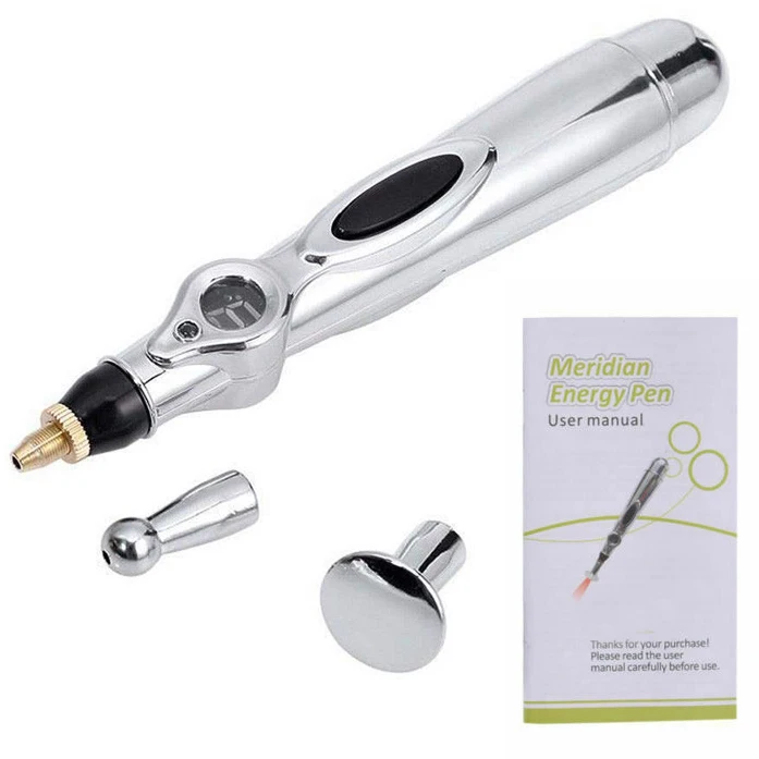 Electronic Acupuncture Pen Electric Meridians Laser Therapy Body Points Heal Massage Pen Meridian Energy Pen Relief Pain Tools - Цвет: Серебристый