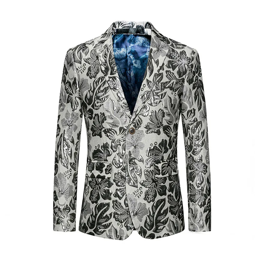AreMoMuWha 2018 New Spring Autumn Slim Print Suits Men Single Breasted Plus Size Blazers 6XL Fit Men's Printed Suit Coats QX016