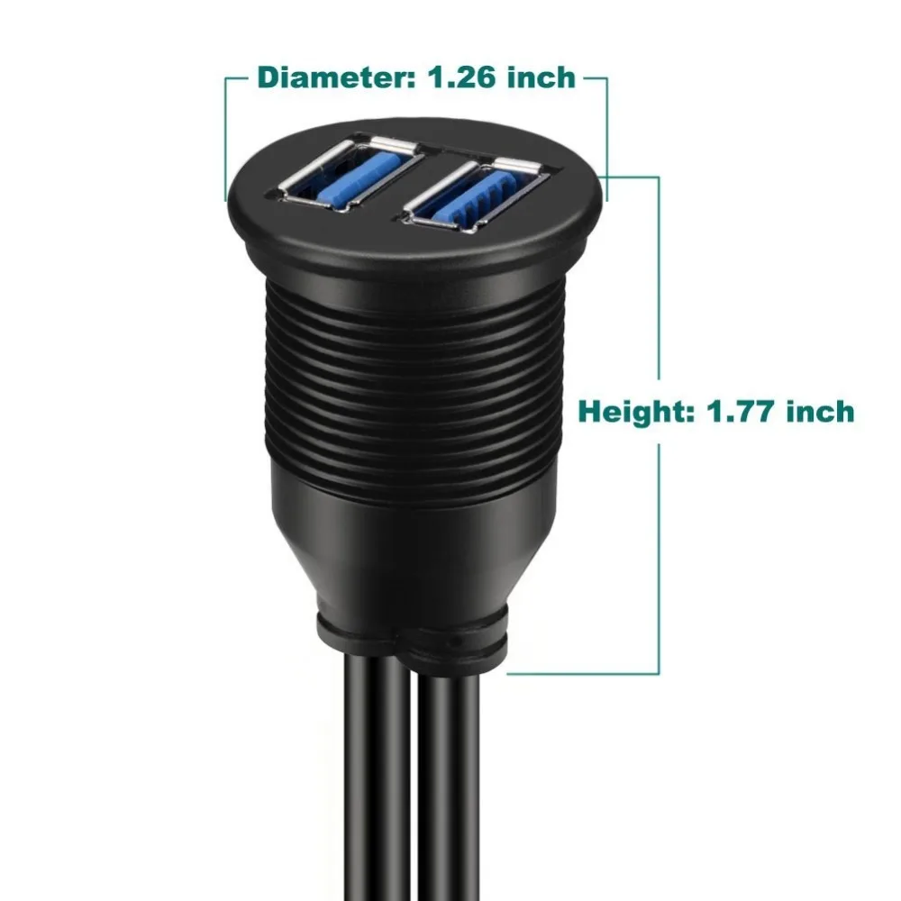 Удлинительный кабель AUX с 2 портами и двумя USB 3 0 для крепления на автомобиль