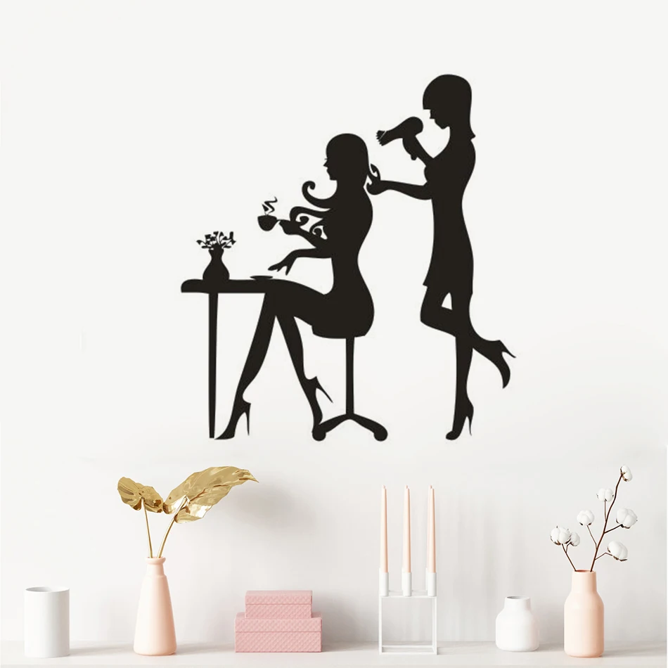 

Vinyl Wall Sticker Hairstyling Hair Salon Wall Decal Women Hair Cut Design Window Poster Hairdresser Vinyl Wall Art Decals AZ784