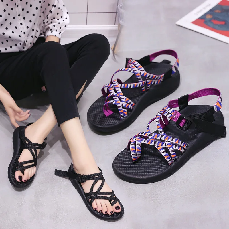 

Explosion models large size summer new European and American beach toe rope knot flat slippers women sandals.