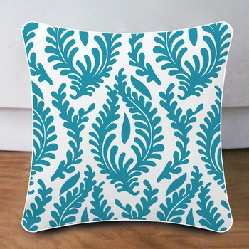 

Amazing Leaves Pattern Throw Pillow Covers Customized Cushion Cover with Piping Pillowcase Home Hotel Decorative Chair Bedding