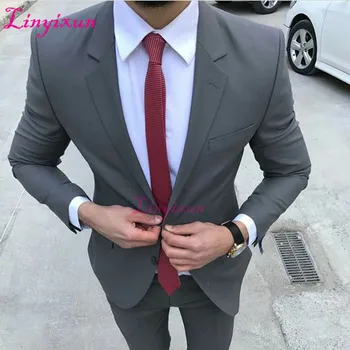 

Linyixun Slim Fit Wedding Party Men Suits for Groomsmen Tuxedo 2018 Two Piece Jacket Pants Latest Style Blazer