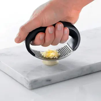 

Poratble Stainless Steel Garlic Press Curved Multi-function Manual Garlic Grinder Home Kitchen Accessories