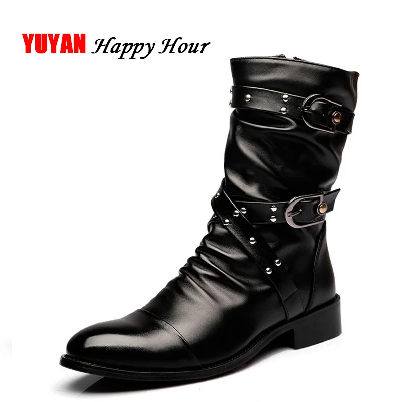 

New 2019 Autumn Winter Boots Men Motorcycle Boots Genuine Leather High top Men's Boots Male Brand Footwear K197