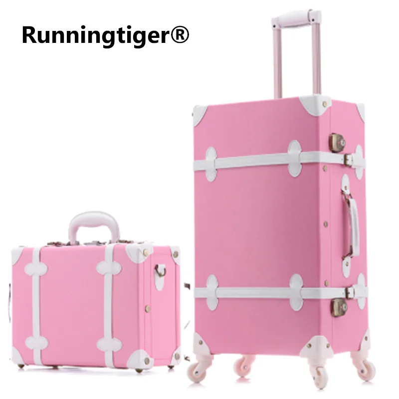 

20''22''24''26'' PU Leather Vintage Rolling Luggage Trolley Travel Bag Retro Suitcase with Spinner Wheels Women Business case