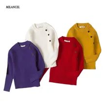 MILANCEl/новые детские свитера, Однотонный свитер для девочек, универсальный свитер для мальчиков, повседневная детская одежда, рваные свитера