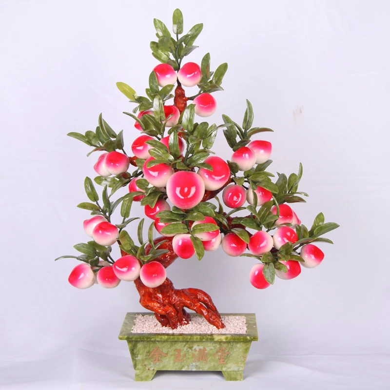 Natural jade jade ornaments 38 peach bonsai Home Furnishing jewelry