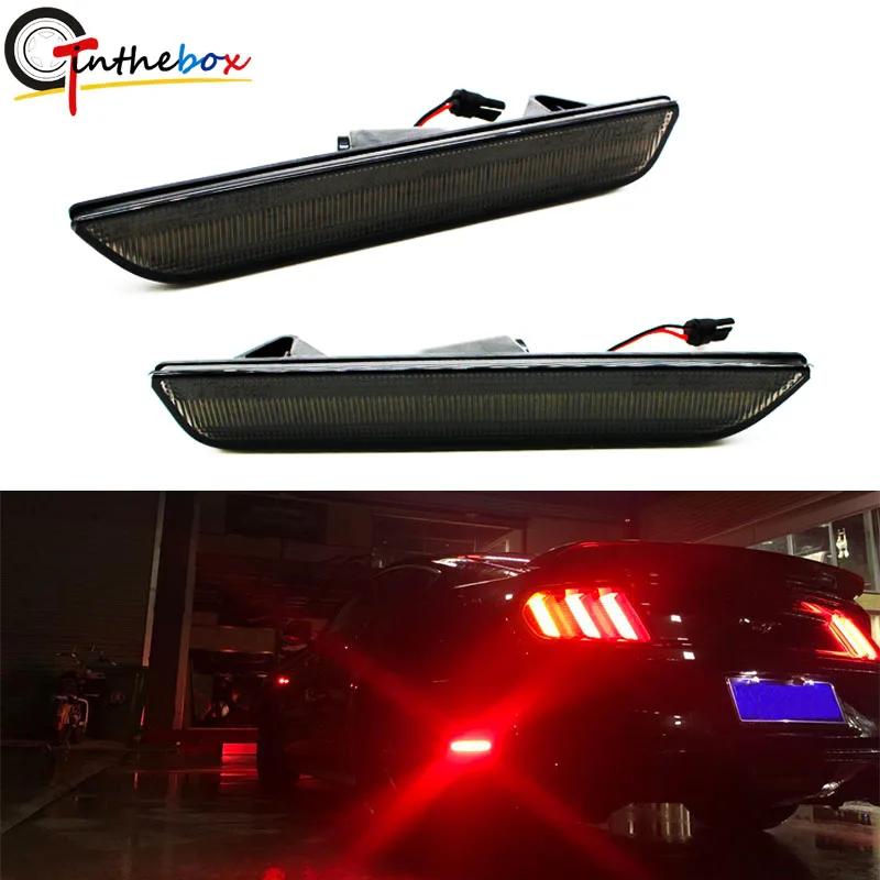 Smoked Lens Red LED Rear Side Marker Lights For 2010 2014 Ford Mustang