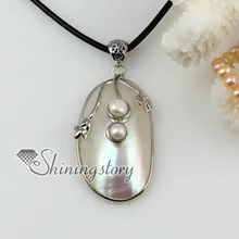 Овальный морской раковины перламутр устрицы морской раковины и пресноводный жемчуг кулон ожерелья 2013 Дешевые ювелирные изделия ручной работы
