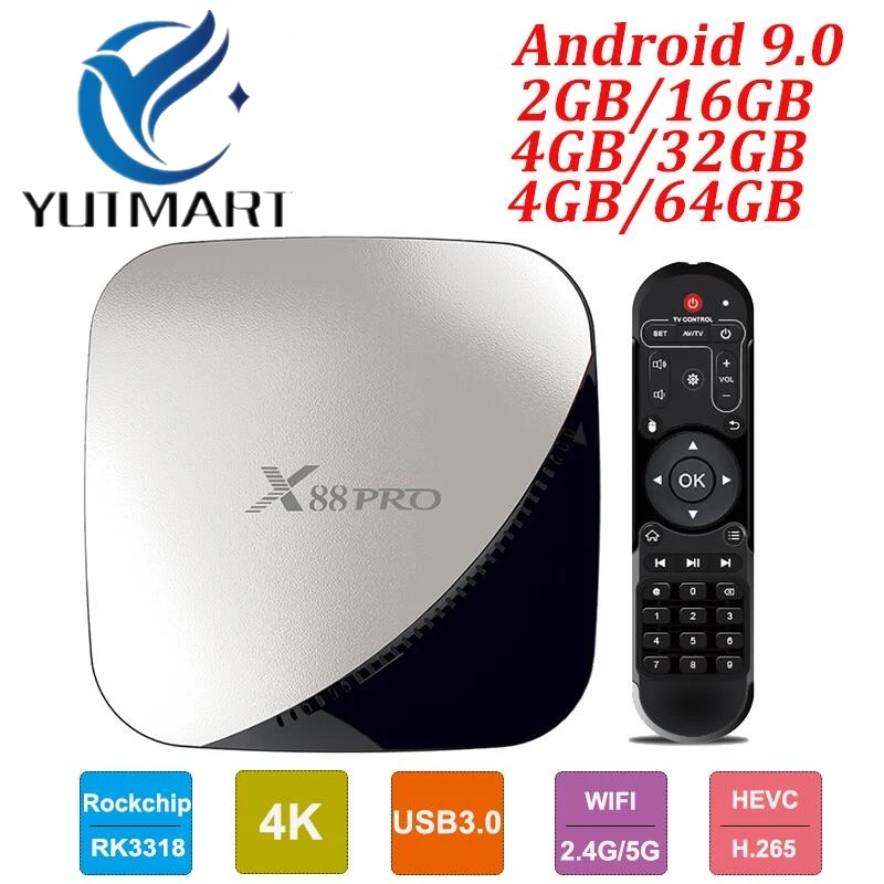 

X88 Pro Android 9.0 TV Box RAM 4GB 64GB Rockchip RK3318 2.4G&5G Wifi 4K HDR Set Top Box USB 3.0 Smart Ott Box X88PRO 4GB 32GB