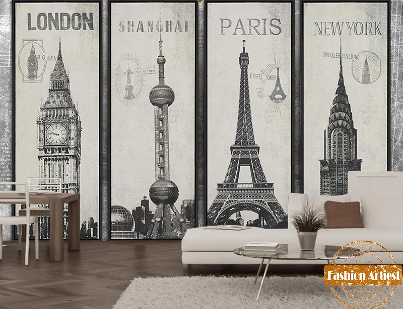 Us 20 99 Custom Tower Collection Wallpaper Mural London Big Ben Paris Eiffel Tower New York Sofa Bedroom Living Room Cafe Bar Restaurant In