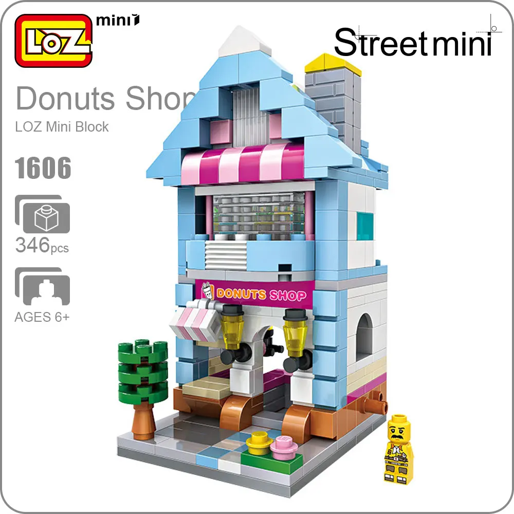 LOZ ideas China Retail Store Mini Blocks Donuts Shop City Series Street Model Ice Cream Architecture