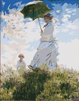 

Woman with a Parasol painting coloring by numbers DIY digital Hand-painted canvas painting for home decor