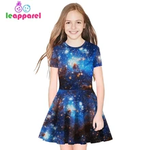 Одежда для девочек, платье для костюмированной вечеринки с изображением Галактики, космоса и звезды, платья с объемным принтом для девочек, детское платье принцессы, детское платье на Хэллоуин