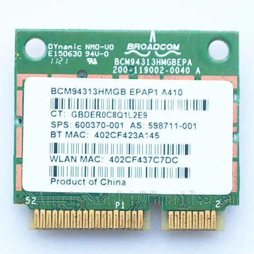 Оригинальная новая WLAN карта BCM94313HMGB для hp Pavilion dv7-6000 DV6-6000 802.11n WiFi+ Bluetooth 3,0 600370-001 Mini PCI-E карта