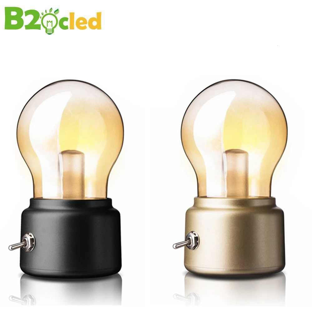 Retro USB bulb lamp oplaadbare batterij opladen bureaulamp LED