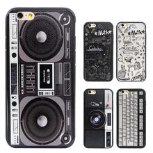 Graffiti Retro camera tape Consoles Calculator Keyboard pattern Printed Back Cover coque Case for iphone 6 6S Plus 4.7 5.5
