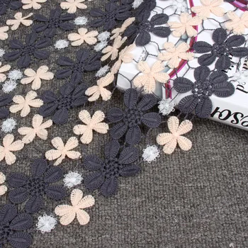 

super High-quality pink gray flowers lace Embroidered fabric Hollow out cloth for dress African skirt