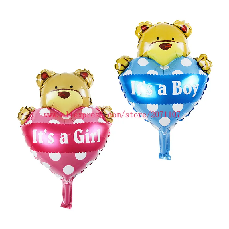 Счастливая 50 шт./лот Детский комбинезон с принтом Медведь мини шар Baby Shower Фольга