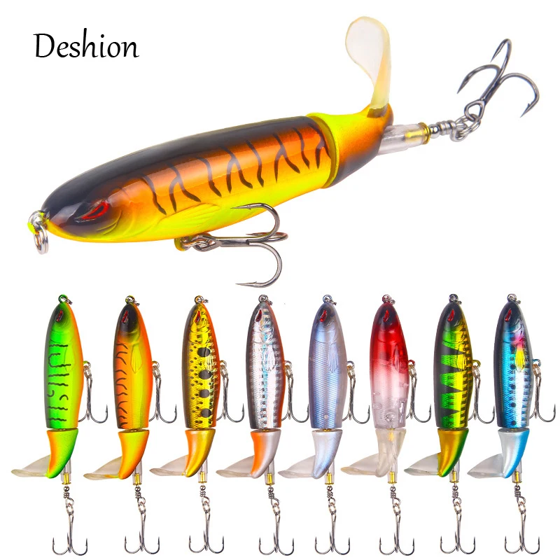 

Deshion Whopper Plopper 1PC 10cm 13g Topwater Hard Fishing Lure with Rotating Tail Quality Artificial Bait with Reinforced Hooks