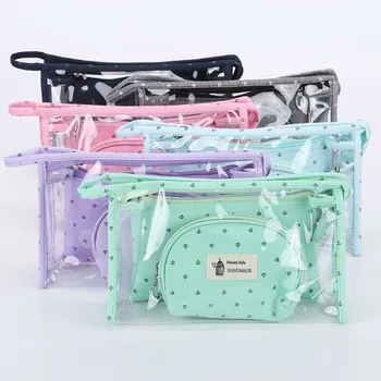 

3PCS/Set Organizer Zipper Women Transparent Hot New Travel Cosmetic Bag PVC Makeup Case Casual Toiletry Bags Storage Pouch