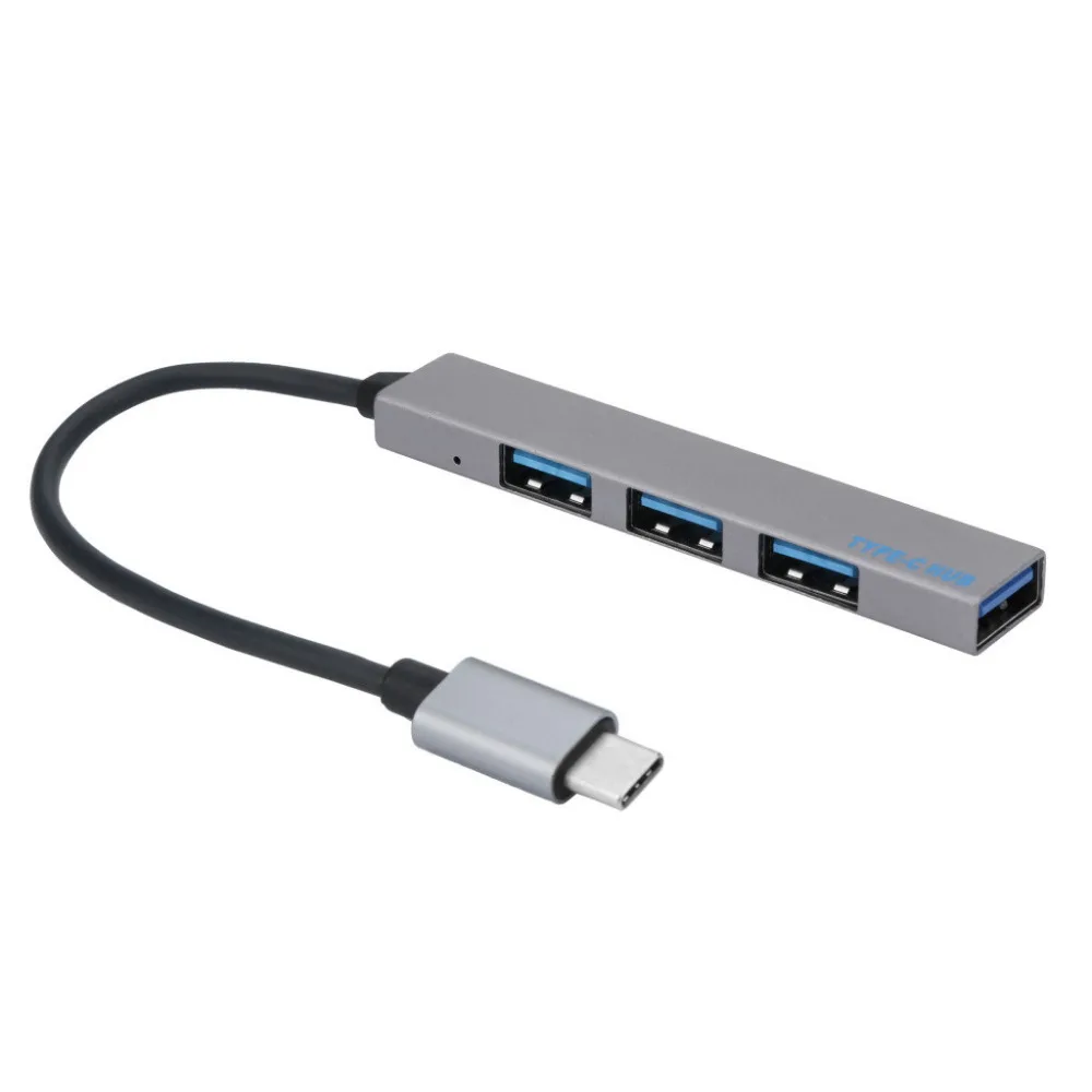 Type-C-4 usb-хаб эспандер ультра-тонкий Мини Портативный 4-портовый USB 3,0 концентратор маленький 3,0 порт s 5 Gbp/s алюминиевый сплав компактный приличный