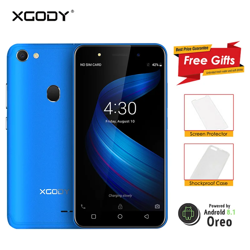 

XGODY X6 3G Dual Sim Smartphone Celular Android 8.1 Oreo Mobile Phone Quad Core 1GB+8GB 2500mAh GPS Bluetooth WiFi Cellphone