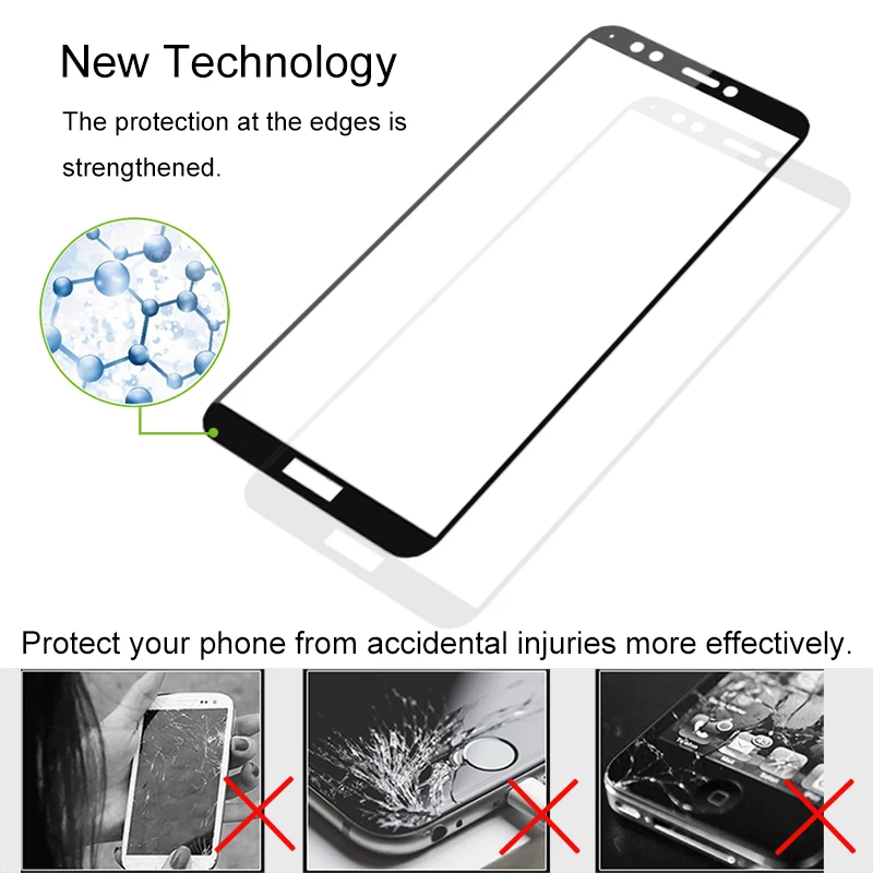 2 шт. 100% оригинальное закаленное стекло с полным покрытием для Huawei Y9 2018 9H защита