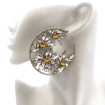 

Dvacaman Crystal Flower Earrings for Women Girl Bohemian Drop Dangle Earrings Colorful Statement Earrings Party Gift Jewelry INS