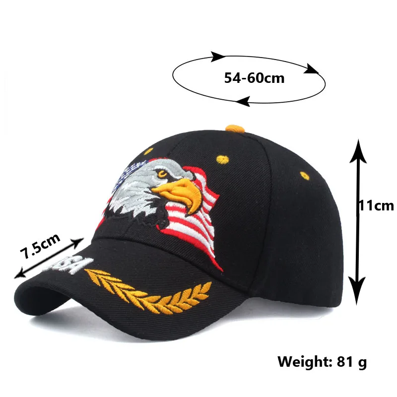 [YARBUU] عالية الجودة USA العلم قبعة بيسبول الرجال النساء النسر Snapback أبي قبعة العظام في الهواء الطلق عارضة الشمس قبعة لعبة الغولف قبعات سائق الشاح...